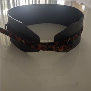 Anthropologie Black and Gold Belt leopard print XS